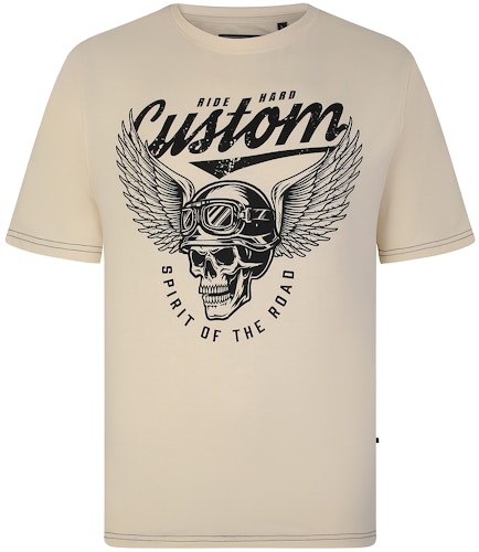 KAM Customs Skull Print T-Shirt Stone